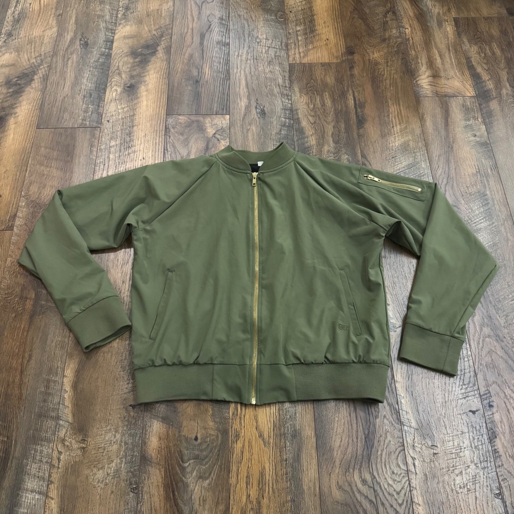 Albion Bomber Jacket Womens XL Olive Green Premium Stretch Full Zip Lightweight